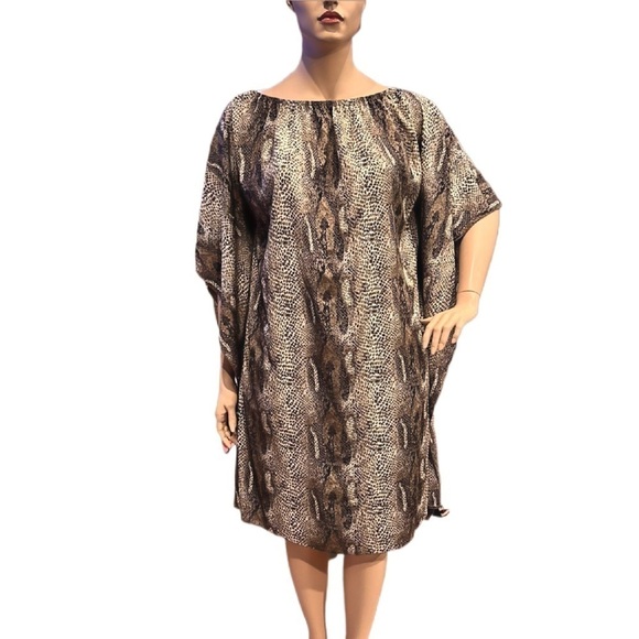 Igigi Kaftan Caftan Size 18/20 Neutral Brown Beige Snakeskin Print Midi Sash NWT - Picture 2 of 15